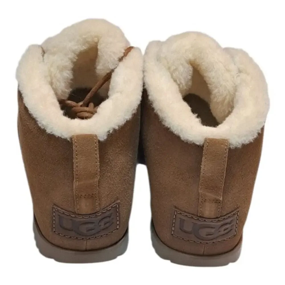 UGG Pumped Lace-Up Chestnut Suede Comfort Women's Slippers Size US 10 /UK 8 NEW